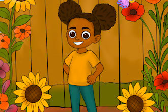create professional afro children book illustrations