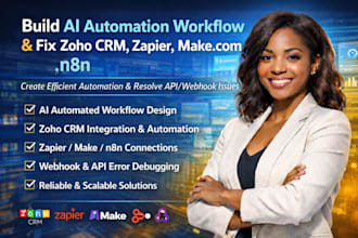 build ai automation workflow zoho crm zapier make com n8n webhook API error fix
