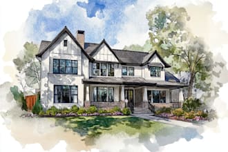 watercolor a house portrait