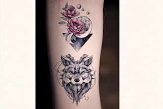 design bold old school tattoo flash in traditional style