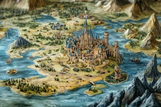 create fantasy map of a fictional world