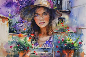 paint a watercolor painting portrait
