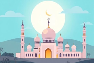 do islamic muslim illustration, flat islamic graphic for islamic children book
