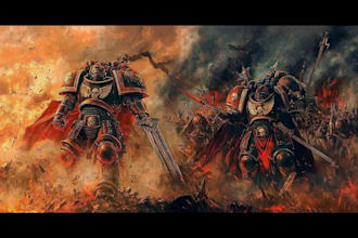 illustrate warhammer army squad with epic grimdark detail