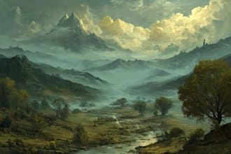 draw fantasy landscape or enviroment art