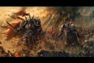 design ultra detailed warhammer illustration for collectors