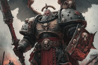 create warhammer inspired environment and battlefield illustration