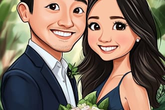 do couple caricature illustration for you