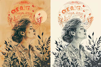 draw artwork with vintage illustration style