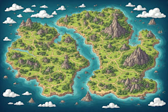 do fantasy map illustration and background art for map