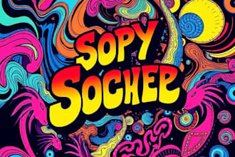make illustration psychedelic style for poster and tshirt