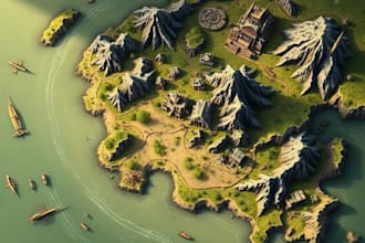 illustrate a unique vector map, realistic or fantasy