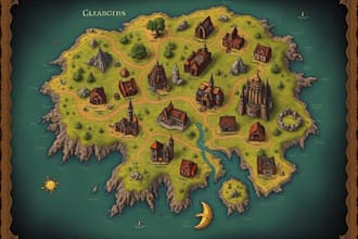 illustrate a custom map for a world, city, town, or dungeon