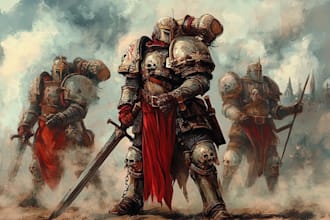 draw warhammer heavy gunner or tank soldier illustration