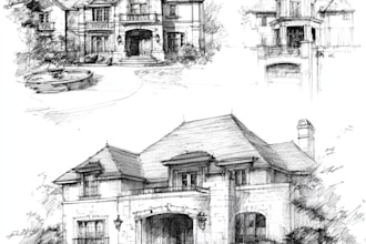 draw house illustration watercolor style