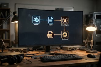 set up 3d workflow and pipeline in blender, unreal engine, nvidia omniverse