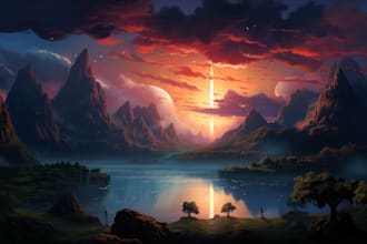 draw fantasy landscape or enviroment art
