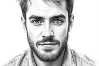 make a hyper realistic charcoal or pencil portrait