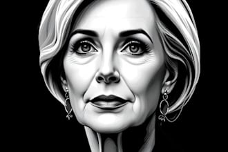 make a hedcut wsj style portrait from a photo for you