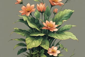 hand drawn botanical illustration, flower, plant