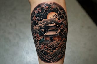 drawing a japanese style tattoo design and art