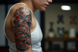 making a tattoo design in japanese style