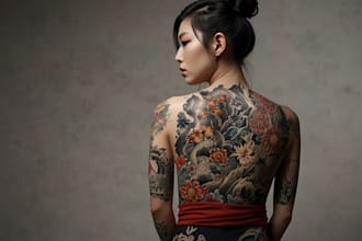 drawing a tattoo design in japanese style