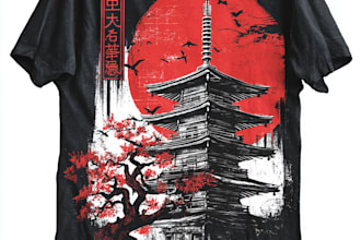 do a japanese t shirt illustration