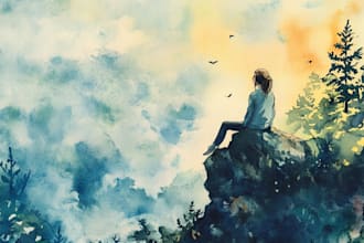 hand paint a stylised watercolor illustration