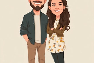 do couple caricature illustration for you