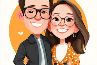 draw a cute couple caricature from your photo
