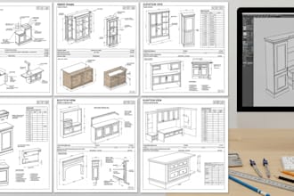 custom cabinetry shop drawings and millwork for fabrication and interior project
