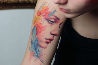 design a custom watercolor tattoo with artistic detail
