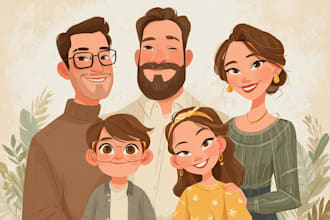 design a professional disney family portrait