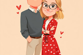 do couple caricature illustration for you