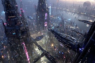 create high quality space art and futuristic space scenes