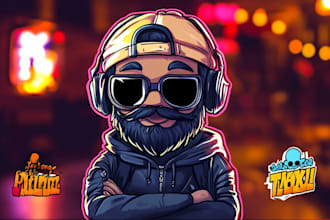create a unique mascot logo, cartoon for gaming, twitch