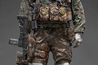 draw 2d game art military character design