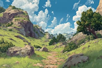 illustrate vtuber background art illustration in anime style