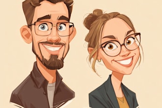 create a digital cartoon caricature or a couple caricature
