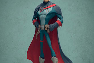 create marvel dc style superhero artwork
