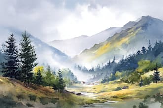paint original watercolor landscape painting