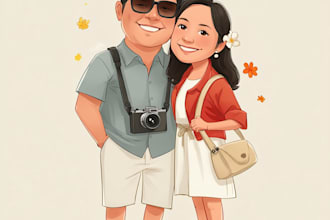 create professional caricatures for couples or wedding gift