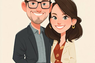 create professional caricatures for couples or wedding gift