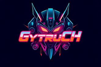 illustrate a fancy typography logo cyberpunk or mecha futuristic