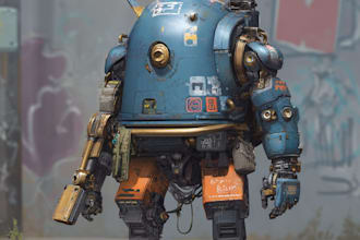 design futuristic sci fi robot character illustration