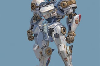 draw amazing character mecha robot illustration