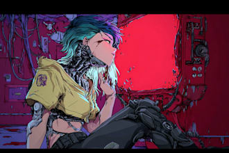 make portrait illustration with cyberpunk anime style