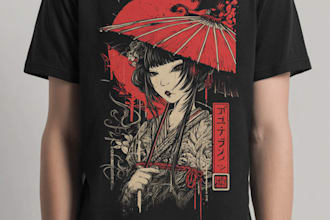 make a japanese t shirt illustration