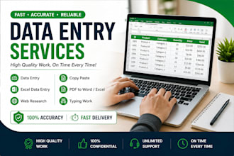 do fast and accurate data entry, typing, copy paste work